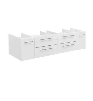 Fresca FCB6160WH-VSL Lucera 60" White Wall Hung Single Vessel Sink Modern Bathroom Cabinet
