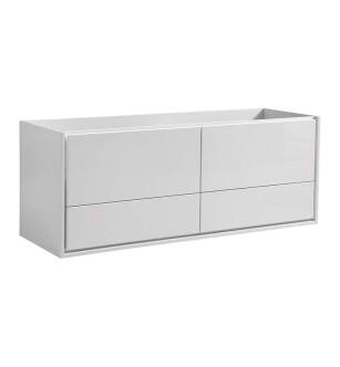 Fresca FCB9260WH-D Catania 60" Glossy White Wall Hung Double Sink Modern Bathroom Cabinet