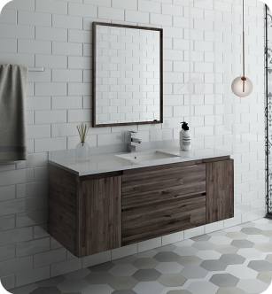Fresca FVN31-123012ACA Formosa 54" Wall Hung Modern Bathroom Vanity with Mirror in Acacia