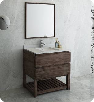 Fresca FVN3136ACA-FS Formosa 36" Floor Standing Modern Bathroom Vanity with Open Bottom & Mirror