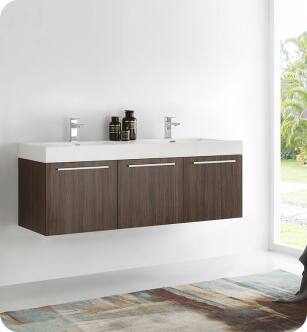 Fresca FCB8093GW-D-I Vista 60" Walnut Modern Bathroom Vanity with Integrated Double Sink