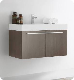 Fresca FCB8090GO-I Vista 36" Gray Oak Modern Bathroom Vanity with Integrated Sink