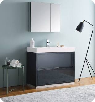 Fresca FVN8442GG Valencia 40" Dark Slate Gray Free Standing Modern Bathroom Vanity with Medicine Cabinet