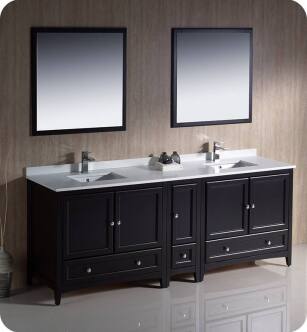 Fresca FVN20-361236ES Oxford 84" Traditional Double Sink Bathroom Vanity with Side Cabinet in Espresso