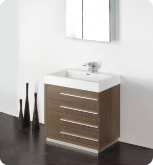 Fresca FVN8030GO Livello 30" Modern Bathroom Vanity with Medicine Cabinet in Gray Oak