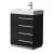 Fresca FCB8024BW-I Livello 24" Black Modern Bathroom Cabinet with Integrated Sink