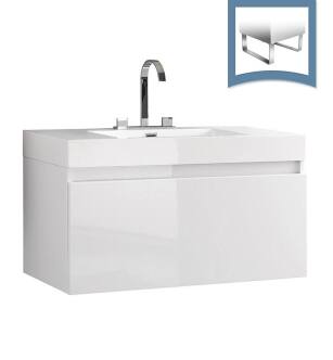 Fresca FCB8010WH-I Mezzo 39" White Modern Bathroom Cabinet with Integrated Sink