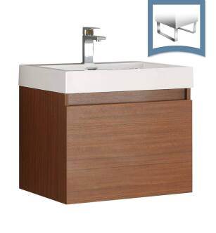 Fresca FCB8006TK-I Nano 24" Teak Modern Bathroom Cabinet with Integrated Sink
