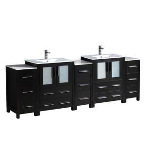 Fresca FCB62-72ES-I Torino 84" Espresso Modern Double Sink Bathroom Cabinets with Integrated Sinks