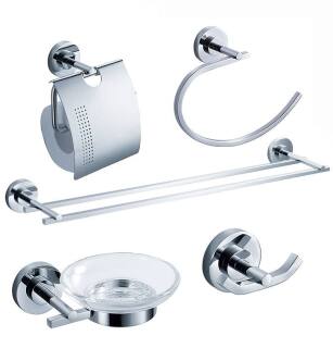 Fresca FAC0800-D Alzato 5 Piece Bathroom Accessory Set in Chrome with Double Towel Bar