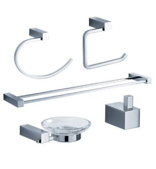 Fresca FAC0400-D Ottimo 5 Piece Bathroom Accessory Set in Chrome with Double Towel Bar