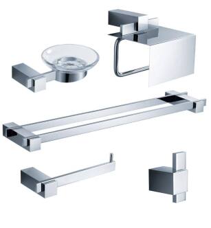 Fresca FAC1400-D Ellite 5 Piece Bathroom Accessory Set in Chrome with Double Towel Bar