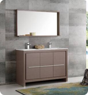 Fresca FVN8148GO-D Allier 48" Gray Oak Modern Double Sink Bathroom Vanity with Mirror