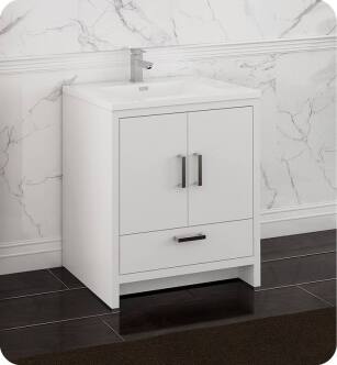 Fresca FCB9430WH-I Imperia 30" Glossy White Free Standing Modern Bathroom Cabinet with Integrated Sink