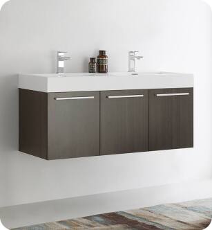 Fresca FCB8092GO-D-I Vista 48" Gray Oak Modern Bathroom Vanity with Integrated Double Sink