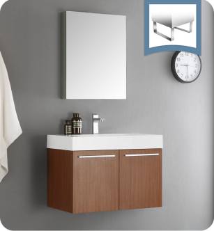 Fresca FVN8089TK Vista 30" Teak Wall Hung Modern Bathroom Vanity with Medicine Cabinet