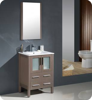 Fresca FVN6224GO-UNS Torino 24" Modern Bathroom Vanity with Integrated Sink in Gray Oak