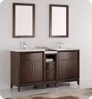 Fresca FCB21-241224AC-I Cambridge 60" Antique Coffee Traditional Bathroom Vanity with Double Sink
