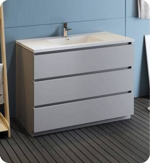 Fresca FCB9348GR-I Lazzaro 48" Gray Free Standing Modern Bathroom Cabinet with Integrated Sink