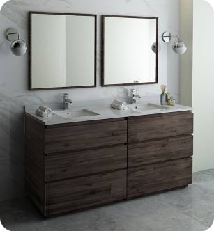Fresca FVN31-3636ACA-FC Formosa 72" Floor Standing Double Sink Modern Bathroom Vanity with Mirrors in Acacia