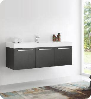 Fresca FCB8093BW-I Vista 60" Black Modern Bathroom Vanity with Integrated Single Sink
