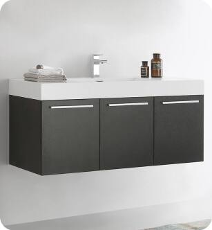 Fresca FCB8092BW-I Vista 48" Black Modern Bathroom Vanity with Integrated Single Sink