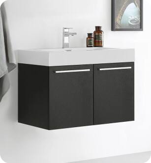 Fresca FCB8089BW-I Vista 30" Black Modern Bathroom Vanity with Integrated Sink