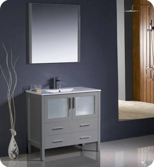 Fresca FVN6236GR-UNS Torino 36" Grey Modern Bathroom Vanity with Integrated Sink