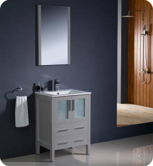 Fresca FVN6224GR-UNS Torino 24" Grey Modern Bathroom Vanity with Integrated Sink