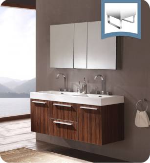 Fresca FVN8013GW Opulento 54" Walnut Modern Double Sink Bathroom Vanity with Medicine Cabinet