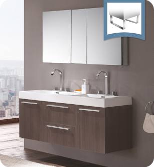 Fresca FVN8013GO Opulento 54" Gray Oak Modern Double Sink Bathroom Vanity with Medicine Cabinet