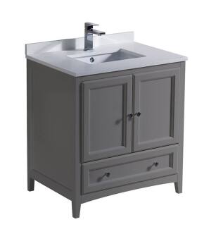 Fresca FCB2030GR-U Oxford 30" Gray Traditional Bathroom Cabinet with Top & Sink
