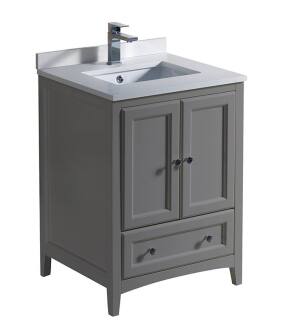 Fresca FCB2024GR-U Oxford 24" Gray Traditional Bathroom Cabinet with Top & Sinks
