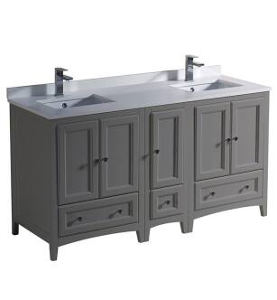 Fresca FCB20-241224GR-U Oxford 60" Gray Traditional Double Sink Bathroom Cabinets with Top & Sinks