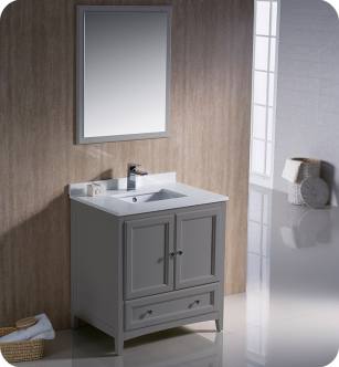 Fresca FVN2030GR Oxford 30" Gray Traditional Bathroom Vanity
