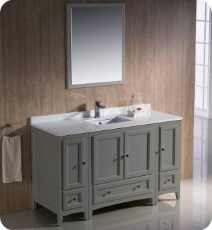 Fresca FVN20-123012GR Oxford 54" Gray Traditional Bathroom Vanity with 2 Side Cabinets