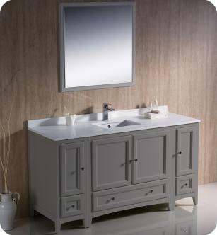 Fresca FVN20-123612GR Oxford 60" Gray Traditional Bathroom Vanity with 2 Side Cabinets