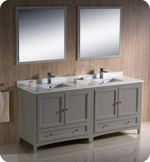 Fresca FVN20-3636GR Oxford 72" Gray Traditional Double Sink Bathroom Vanity