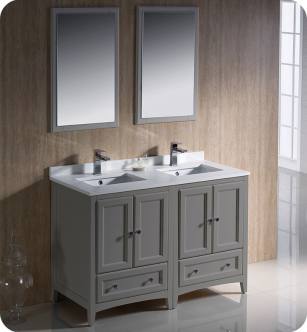 Fresca FVN20-2424GR Oxford 48" Gray Traditional Double Sink Bathroom Vanity