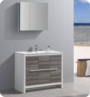 Fresca FVN8140HA Allier Rio 40" Ash Gray Modern Bathroom Vanity with Medicine Cabinet