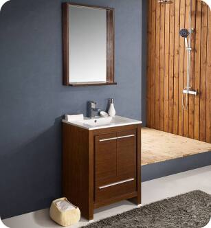 Fresca FVN8125WG Allier 24" Modern Bathroom Vanity with Mirror in Wenge Brown