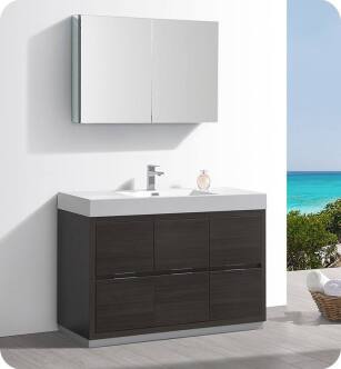 Fresca FVN8448GO Valencia 48" Gray Oak Free Standing Modern Bathroom Vanity with Medicine Cabinet