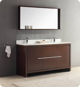 Fresca FVN8119WG Allier 60" Double Sink Modern Bathroom Vanity in Wenge Brown
