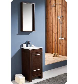 Fresca FVN8118WG Allier 16" Modern Bathroom Vanity with Mirror in Wenge Brown