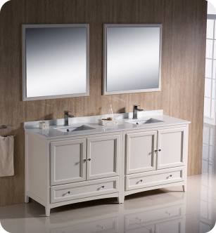 Fresca FVN20-3636AW Oxford 72" Traditional Double Sink Bathroom Vanity in Antique White