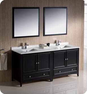 Fresca FVN20-3636ES Oxford 72" Traditional Double Sink Bathroom Vanity in Espresso