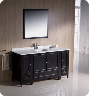 Fresca FVN20-123612ES Oxford 60" Traditional Bathroom Vanity with 2 Side Cabinets in Espresso