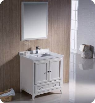 Fresca FVN2030AW Oxford 30" Traditional Bathroom Vanity in Antique White