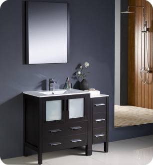 Fresca FVN62-3012ES-UNS Torino 42" Modern Bathroom Vanity with Side Cabinet and Integrated Sink in Espresso
