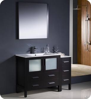 Fresca FVN62-3612ES-UNS Torino 48" Modern Bathroom Vanity with Side Cabinet and Integrated Sink in Espresso